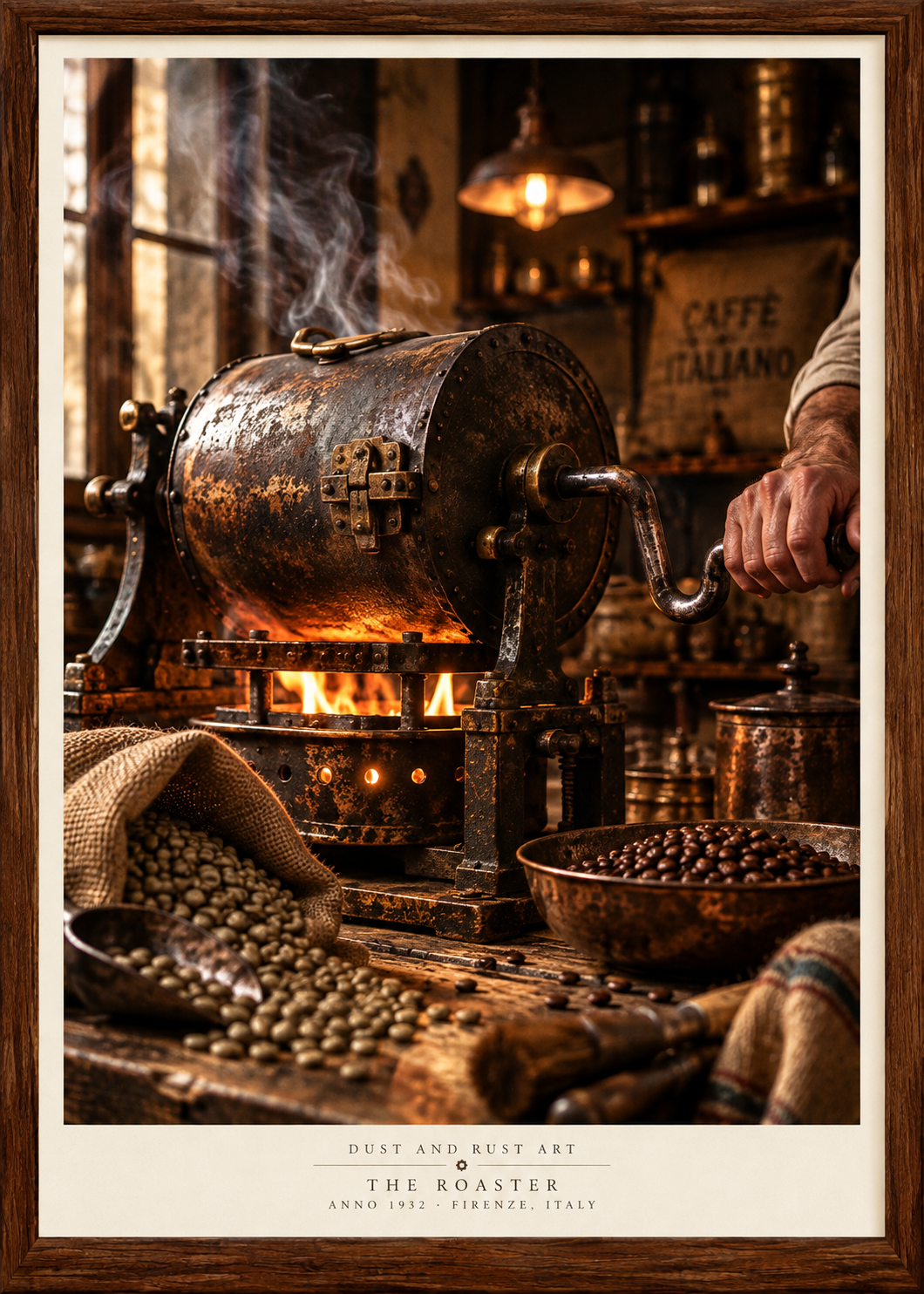 The Roaster — vintage kávépörkölő műhely, Dust and Rust Art